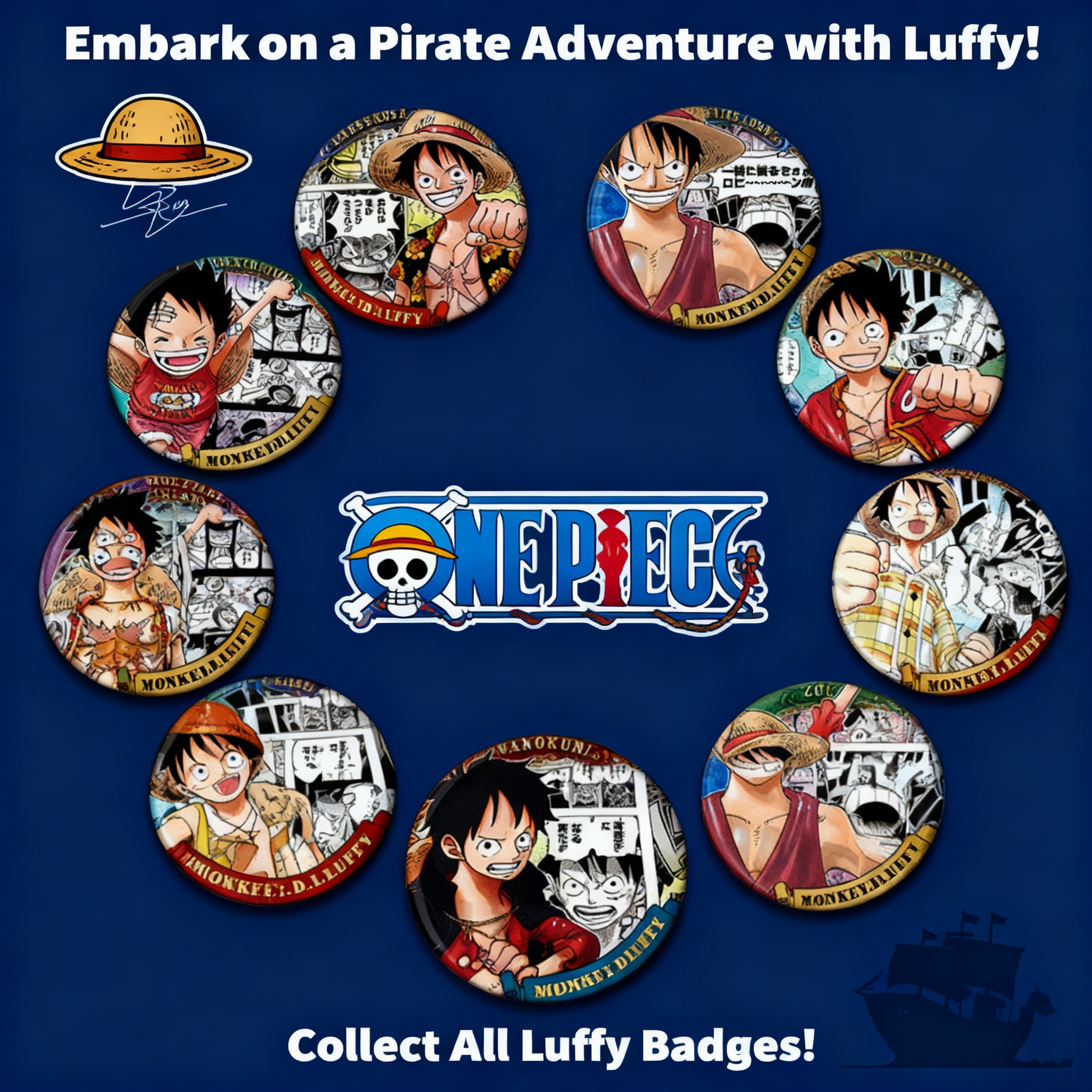 Anime Merchandise Keychain - One Piece Anime Luffy Cosplay Badge
